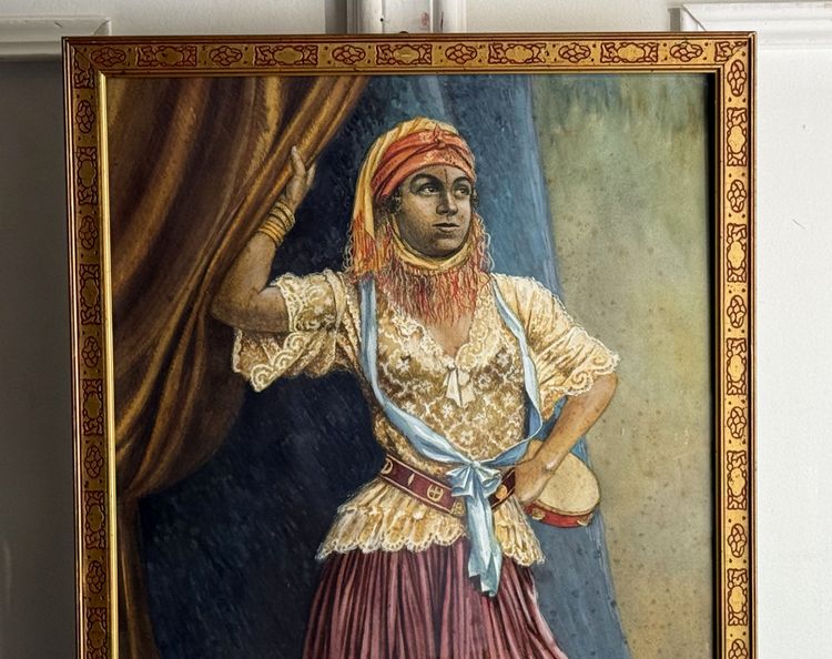 WATERCOLOR/GOUACHE ON PAPER AND UNDER GLASS BY SAINT MARC LEVIER "THE DANCER"