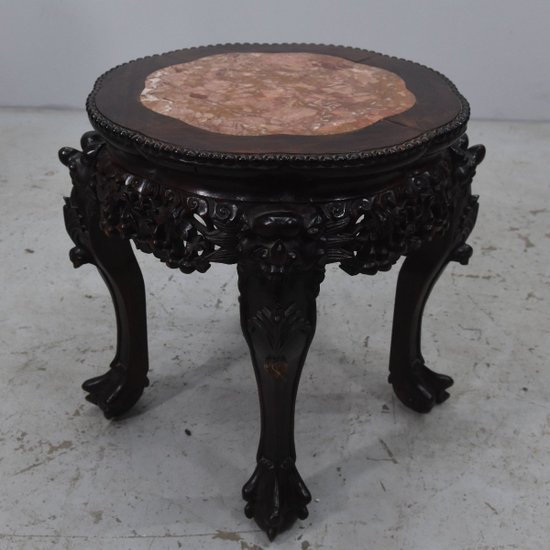 Asiatische Nackenrolle Eisenholz Marmorplatte 1900