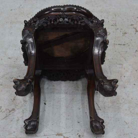 Asiatische Nackenrolle Eisenholz Marmorplatte 1900