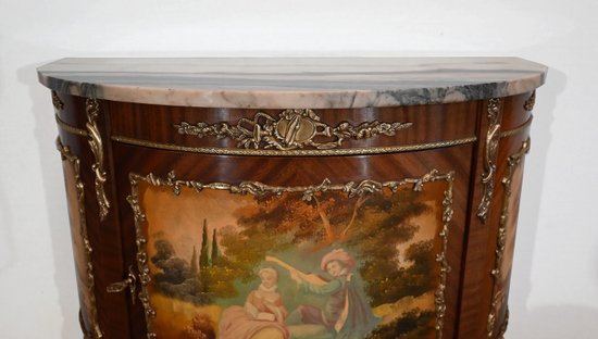 Buffet-Commode Demi-Lune en Acajou, Transition Louis XV / Louis XVI – 1ère Partie du XXe