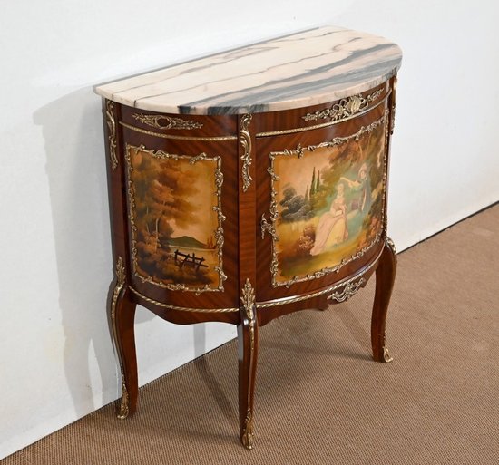 Buffet-Commode Demi-Lune en Acajou, Transition Louis XV / Louis XVI – 1ère Partie du XXe
