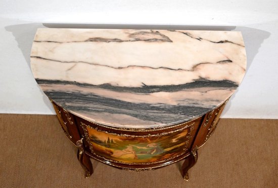 Buffet-Commode Demi-Lune en Acajou, Transition Louis XV / Louis XVI – 1ère Partie du XXe