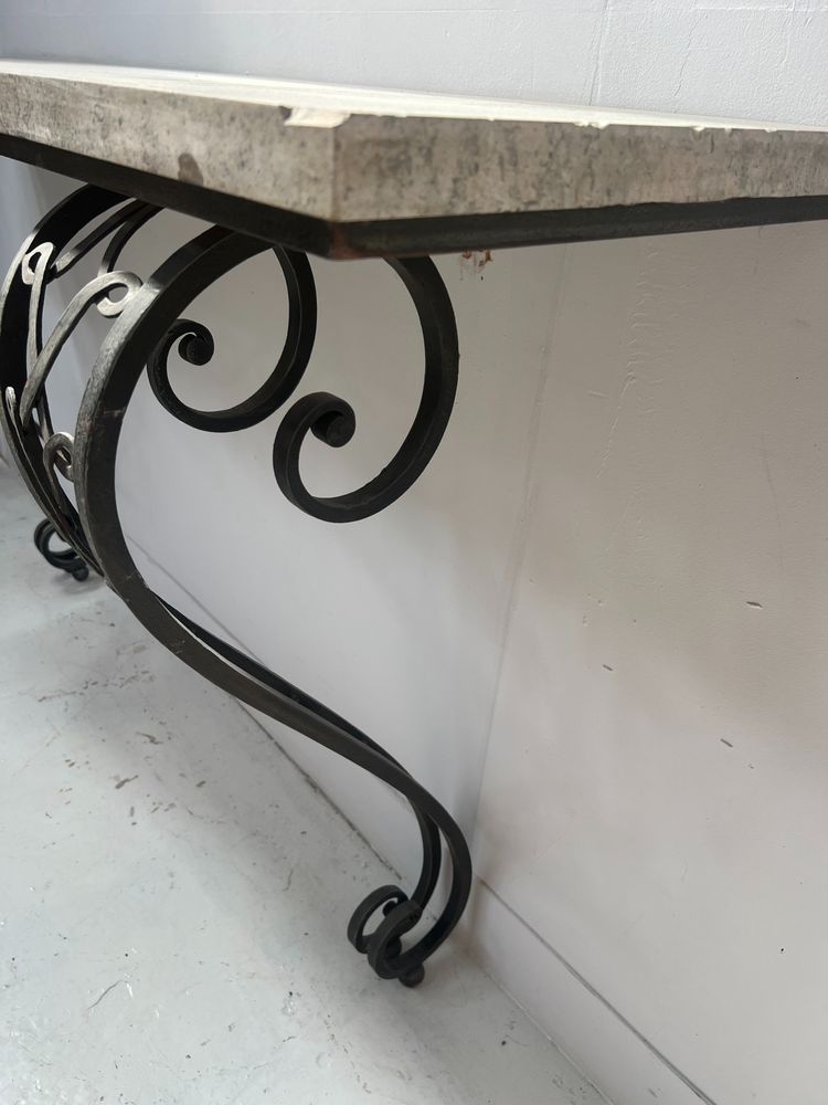 Console de style Art Déco en fer forgé martelé XX siècle