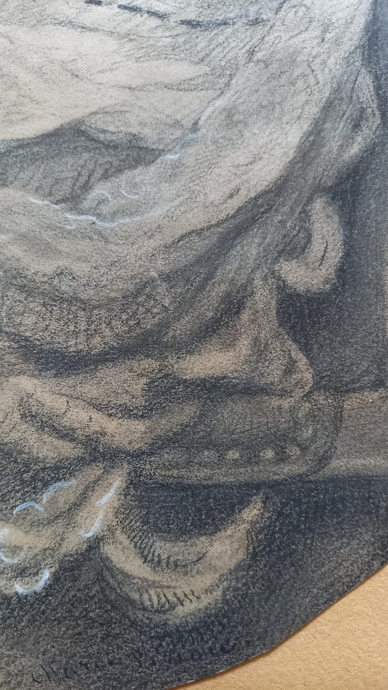 Ritratto in pietra nera del XIX secolo