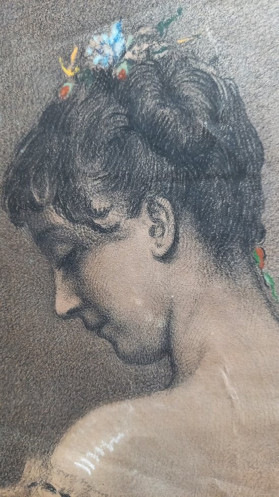 Ritratto in pietra nera del XIX secolo