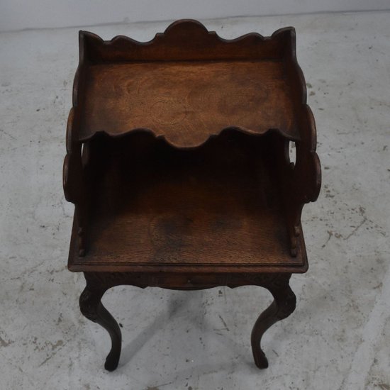 Louis XV Style Bedside Table In Oak XIXth