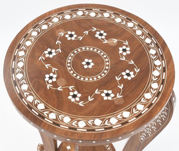 Pedestal table with bone or ivory inlays