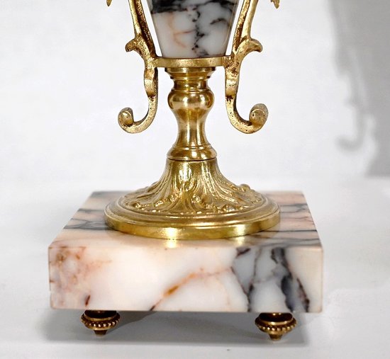 Pair of Marble and Bronze Cassolettes – 1920