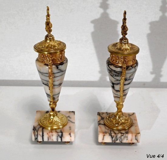 Pair of Marble and Bronze Cassolettes – 1920