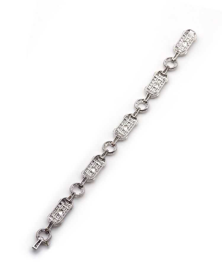 Bracciale Art Déco con diamanti da 5,70 ct in platino