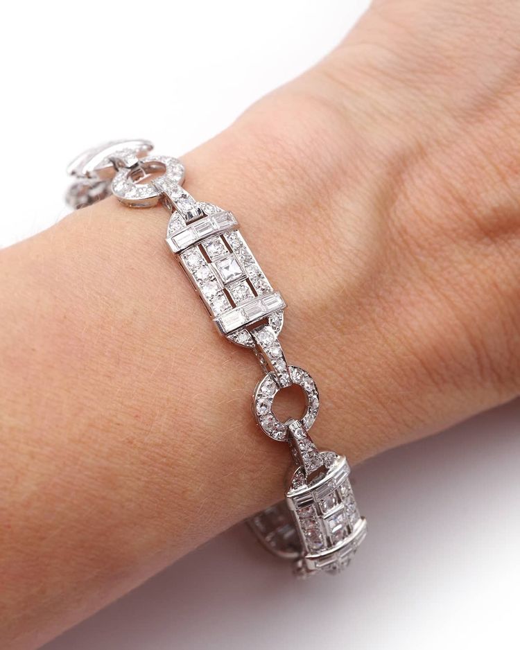 Bracciale Art Déco con diamanti da 5,70 ct in platino