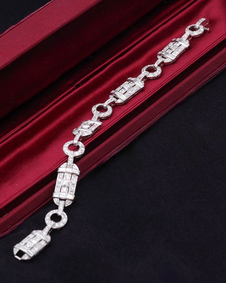 Bracciale Art Déco con diamanti da 5,70 ct in platino