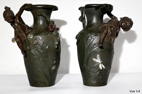 Paire de Vases en Régule, A. Moreau – Fin XIXe