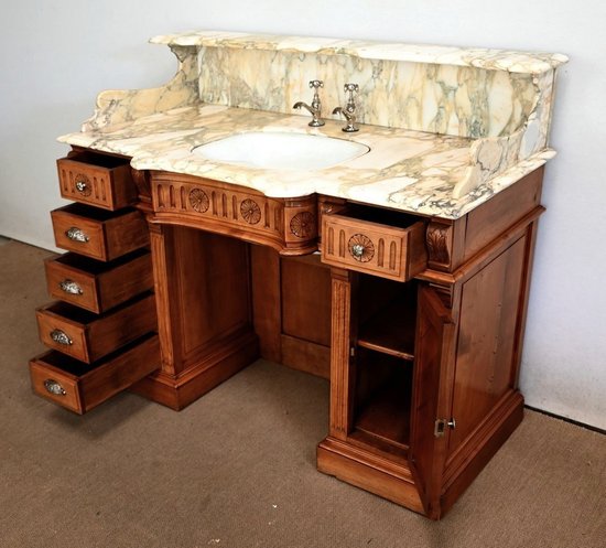 Bedeutender Waschtisch / Waschbecken in Kirsche, „L’Hygiène Moderne Paris“ – Anfang des 20. Jahrhunderts