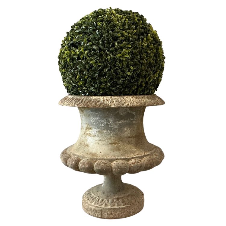Vase de jardin en fonte d'époque fin 19 ème de forme ronde 