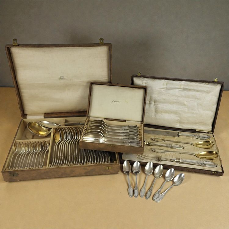 61-piece silver-plated cutlery set from Maison Ercuis, Empire model