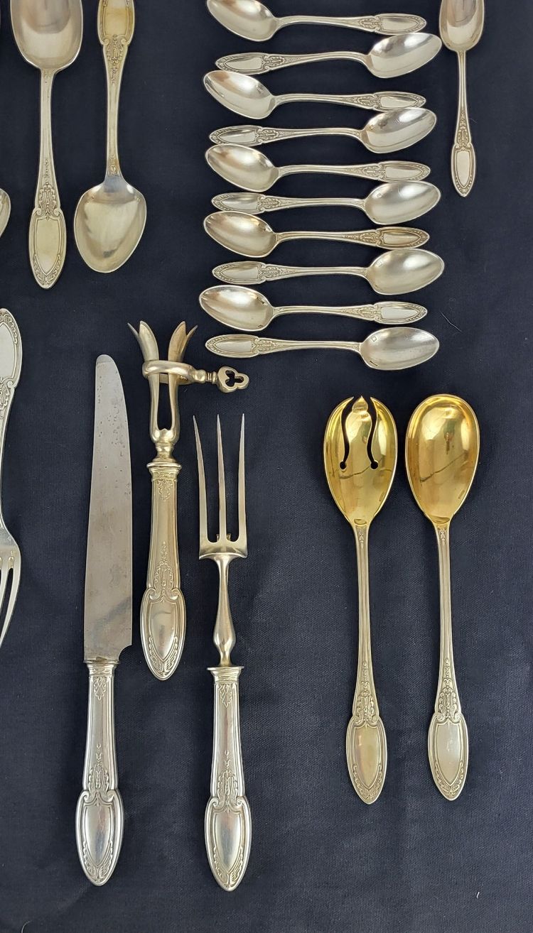 61-piece silver-plated cutlery set from Maison Ercuis, Empire model
