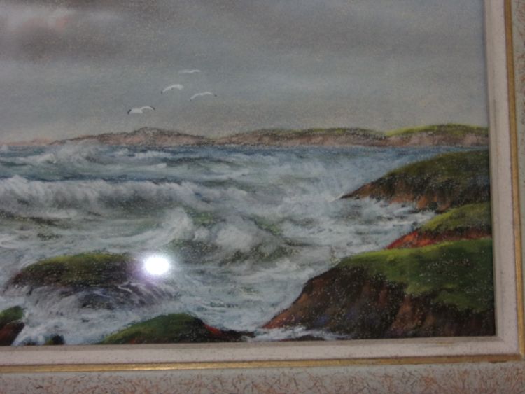 Seaside, pastel by Eugène Sénamaux, 20th century.