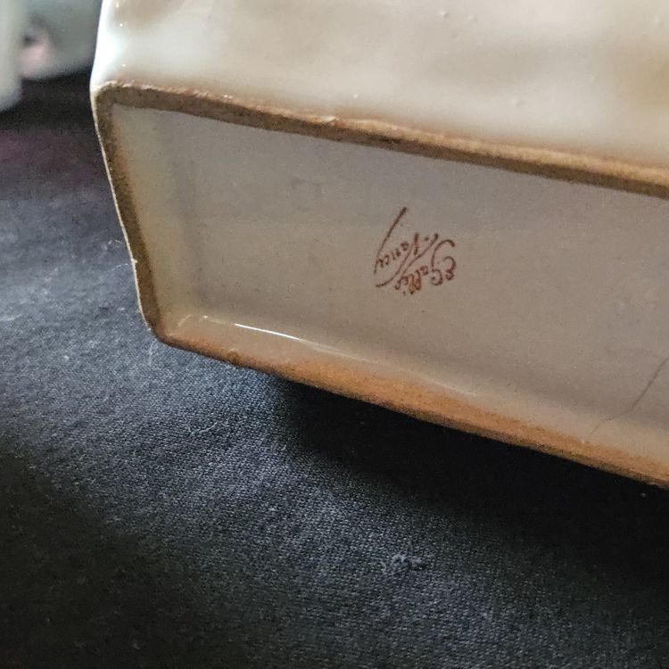 Emile Gallé, earthenware letter holder, signed on the underside and on the top