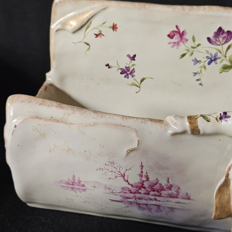 Emile Gallé, earthenware letter holder, signed on the underside and on the top