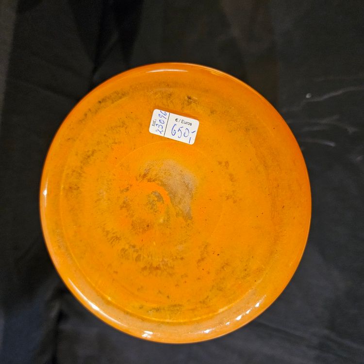 André Delatte - Vase dégagé à l'acide, dans les tons orangés,  époque art déco, signé.
