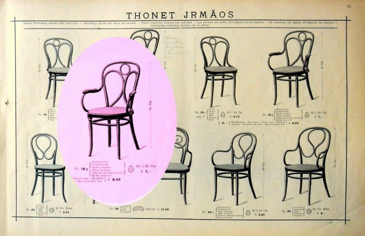 Fauteuil Thonet N°19 canné neuf , prêt à servir- Vers 1905 -