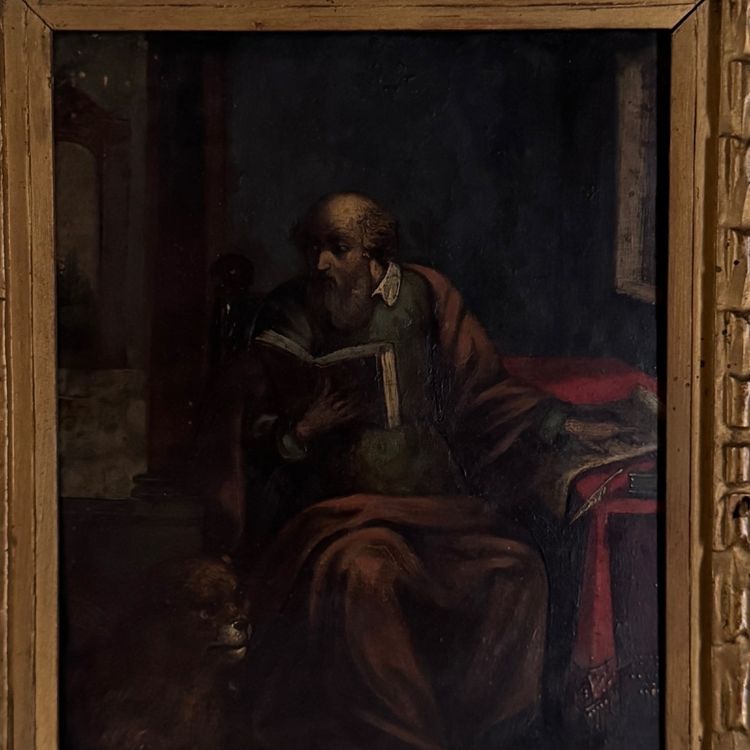 17th-century oil on copper depicting Saint Jerome