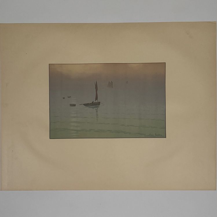 Lithograph by Henri Rivière, *The Beautiful Land of Brittany*—*Mist at Sea*