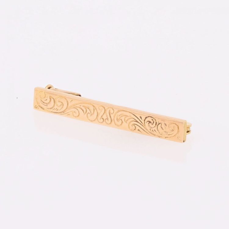Small Rectangular Engraved Gold Brooch