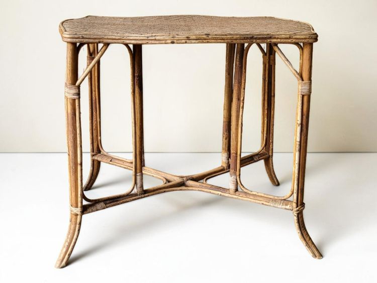 Natural rattan table, circa 1960–1970 