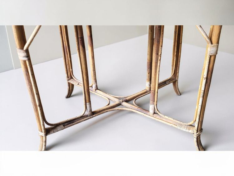 Natural rattan table, circa 1960–1970 