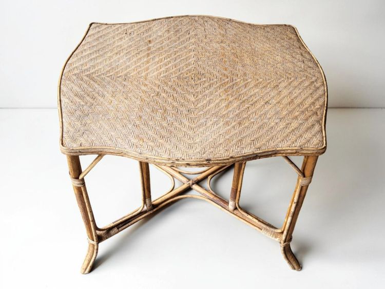 Natural rattan table, circa 1960–1970 