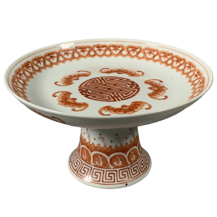 Daoguang (1820-1850) Coupe En Porcelaine  Chine aux Chauve souris rouge