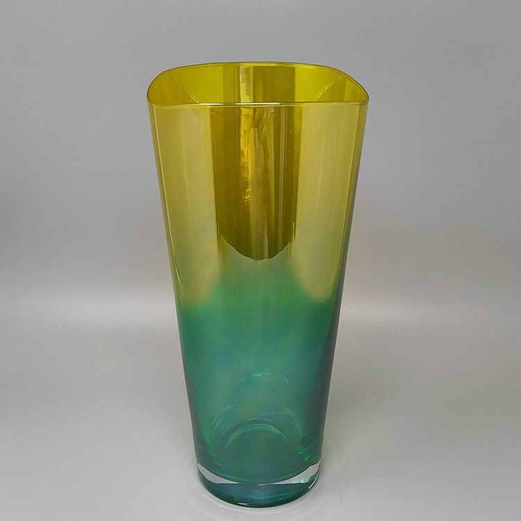 1970s Ca' dei Vetrai Green & Yellow Murano Glass Vase — Italian Luxury
