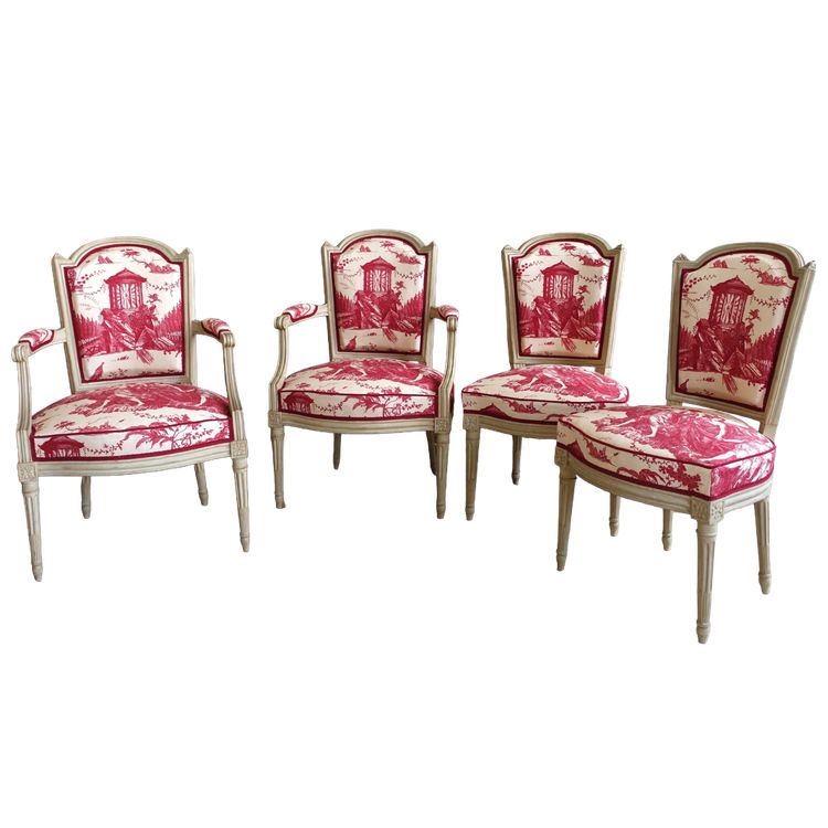 Claude Séné : mobilier de salon d'époque Louis XVI, fauteuils et chaises cabriolets estampillés