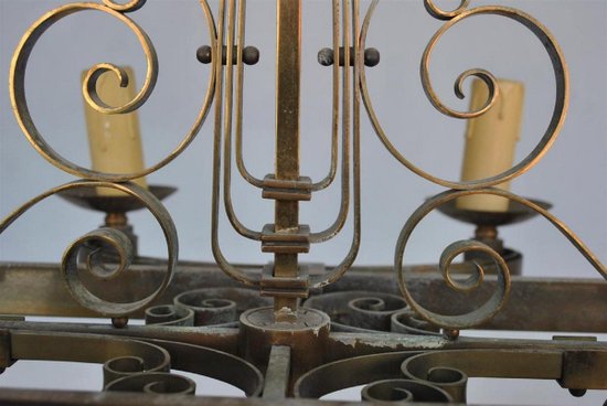 Lampadario in bronzo del 1940 Nello spirito di Subes