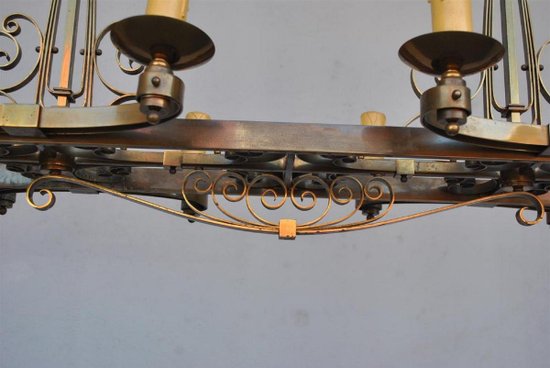 Lampadario in bronzo del 1940 Nello spirito di Subes