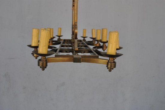 Lampadario in bronzo del 1940 Nello spirito di Subes