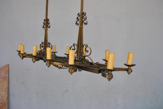 Lampadario in bronzo del 1940 Nello spirito di Subes
