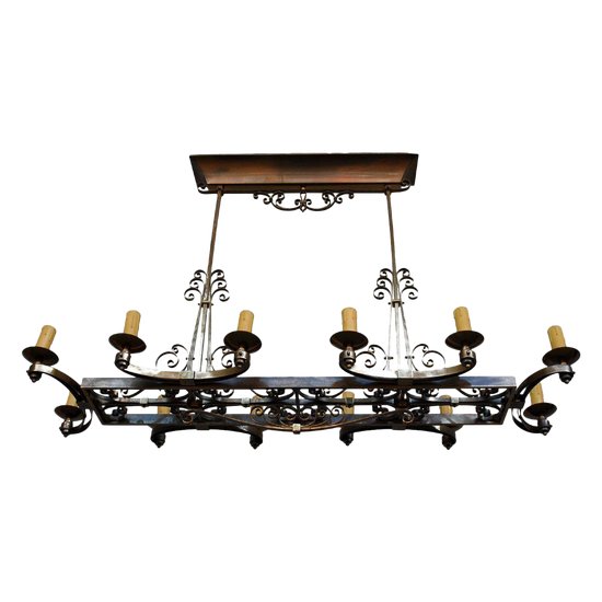 Lampadario in bronzo del 1940 Nello spirito di Subes