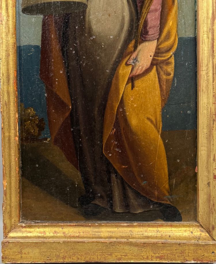 Saint Barbara on panel, 17th-18th century