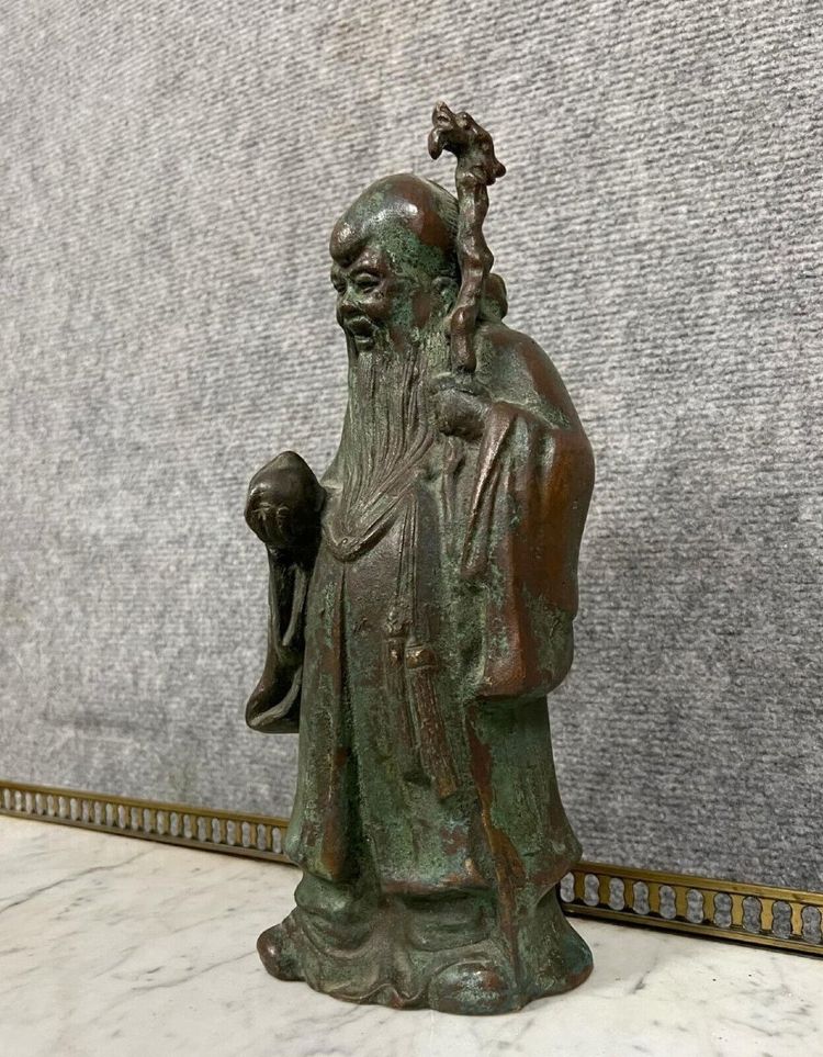 19TH CENTURY ASIA: BRONZE STATUE REPRESENTING A CHINESE SAGE, PROBABLY A TAOIST IMMORTAL