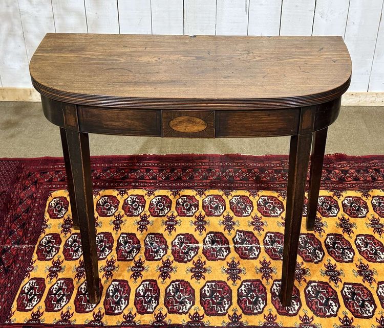 Table console demi lune anglaise en acajou 19ème