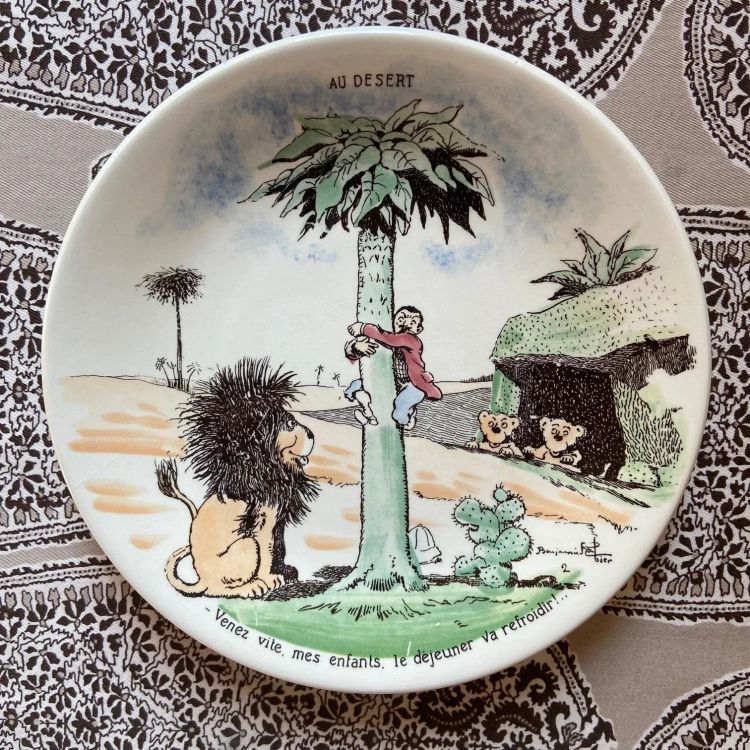 Piatti francesi di Benjamin Rabier per Sarreguemines, anni '30, set di 6 pezzi.