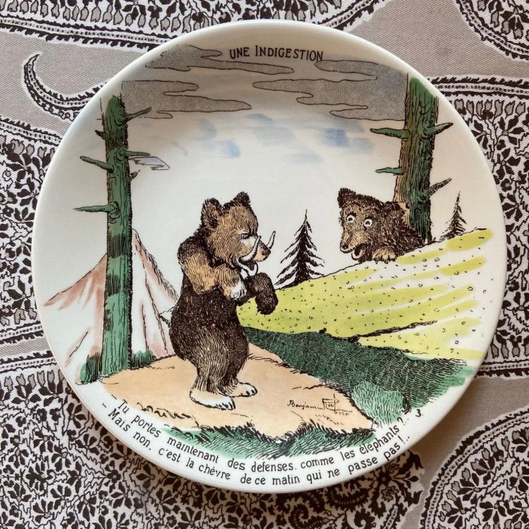 Piatti francesi di Benjamin Rabier per Sarreguemines, anni '30, set di 6 pezzi.