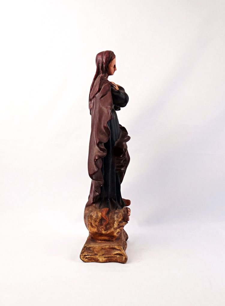 Immaculate Virgin with a serpent on a globe and cherubs, plaster, Portugal, late 19th century