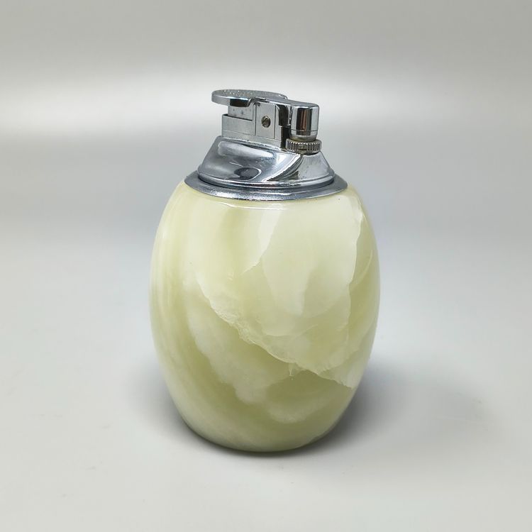 1960s Mid-Century Modern Italian Onyx Smoking Set with Table Lighter & Ashtray
