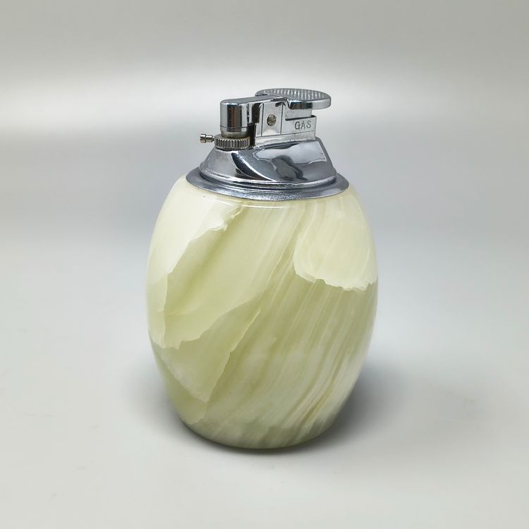 1960s Mid-Century Modern Italian Onyx Smoking Set with Table Lighter & Ashtray