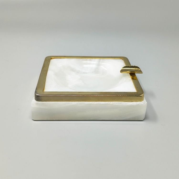 1960s Mid-Century Modern Italian Onyx Smoking Set with Table Lighter & Ashtray