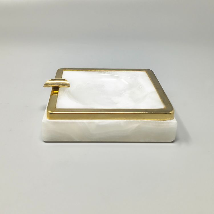 1960s Mid-Century Modern Italian Onyx Smoking Set with Table Lighter & Ashtray